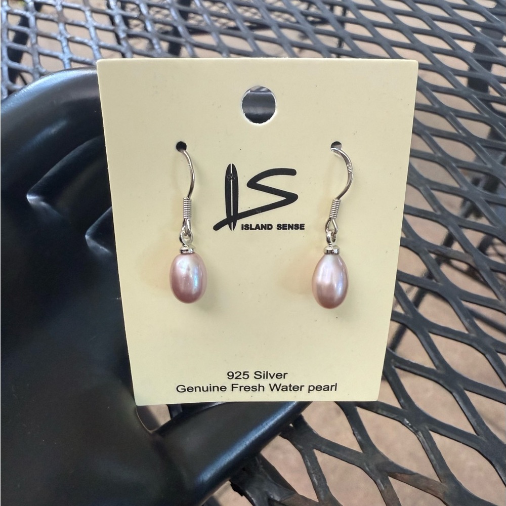 Pink Freshwater Pearl Earrings by Island Sense (.925 Silver)